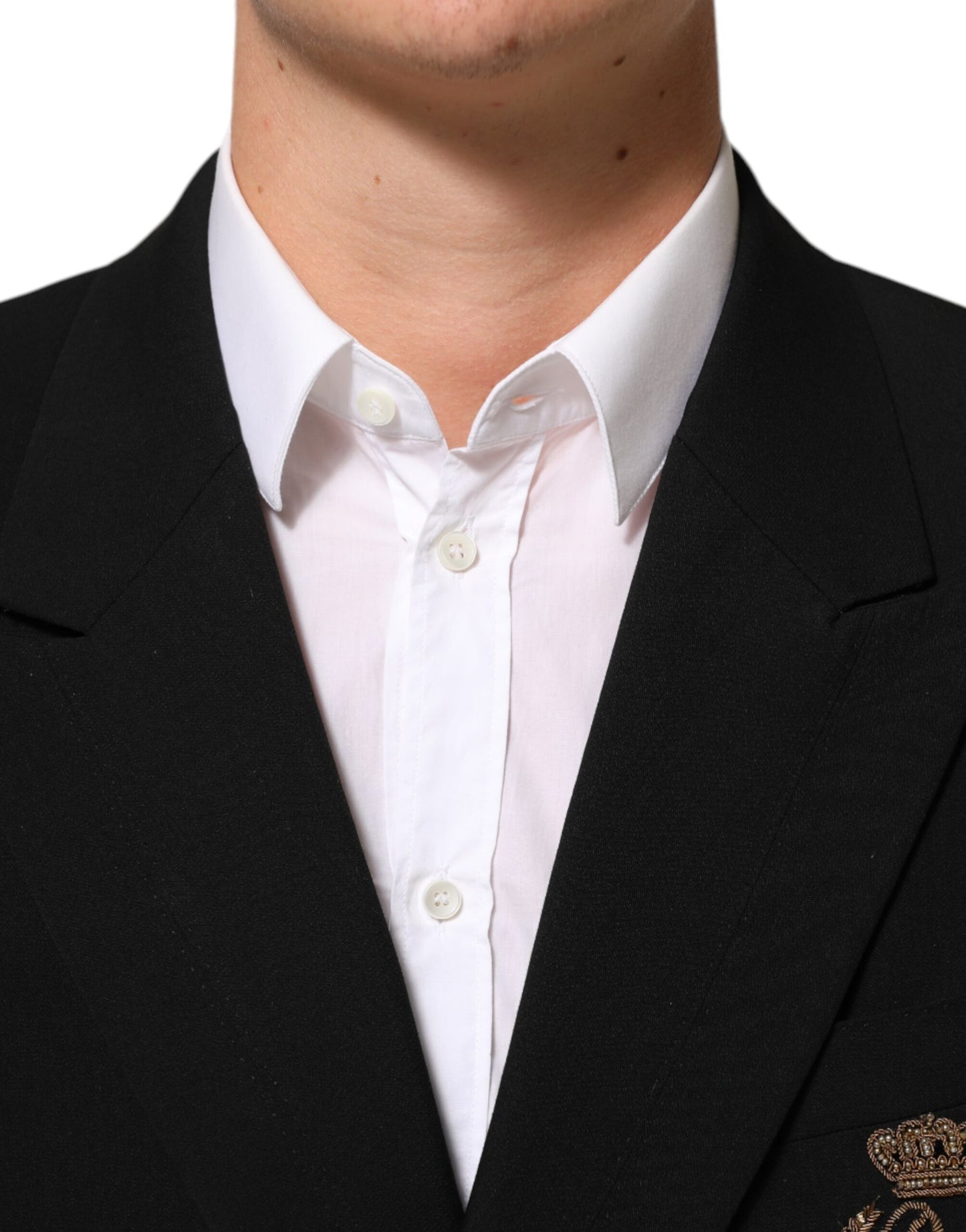Dolce &amp; Gabbana Schwarzer Wollanzug mit 2 Knöpfen für Herren