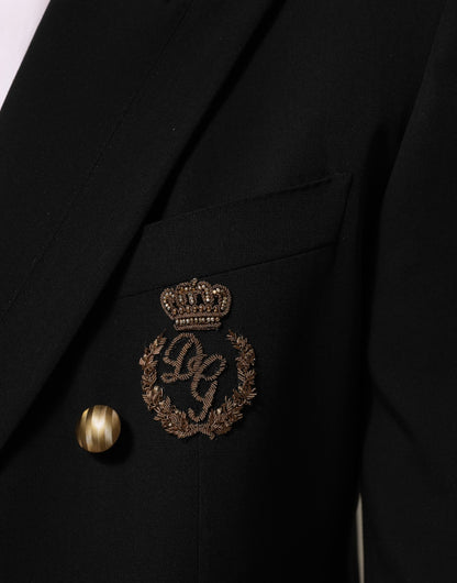 Dolce &amp; Gabbana Schwarzer Wollanzug mit 2 Knöpfen für Herren