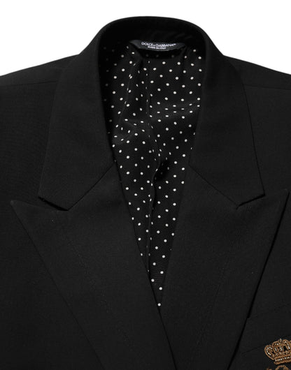 Dolce &amp; Gabbana Schwarzer Wollanzug mit 2 Knöpfen für Herren