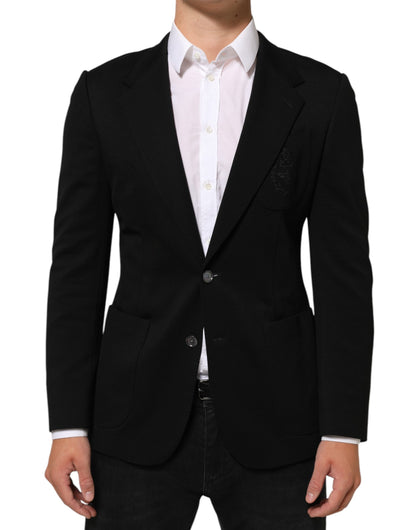 Dolce &amp; Gabbana – Schwarzer Blazer aus Viskose mit 2 Knöpfen