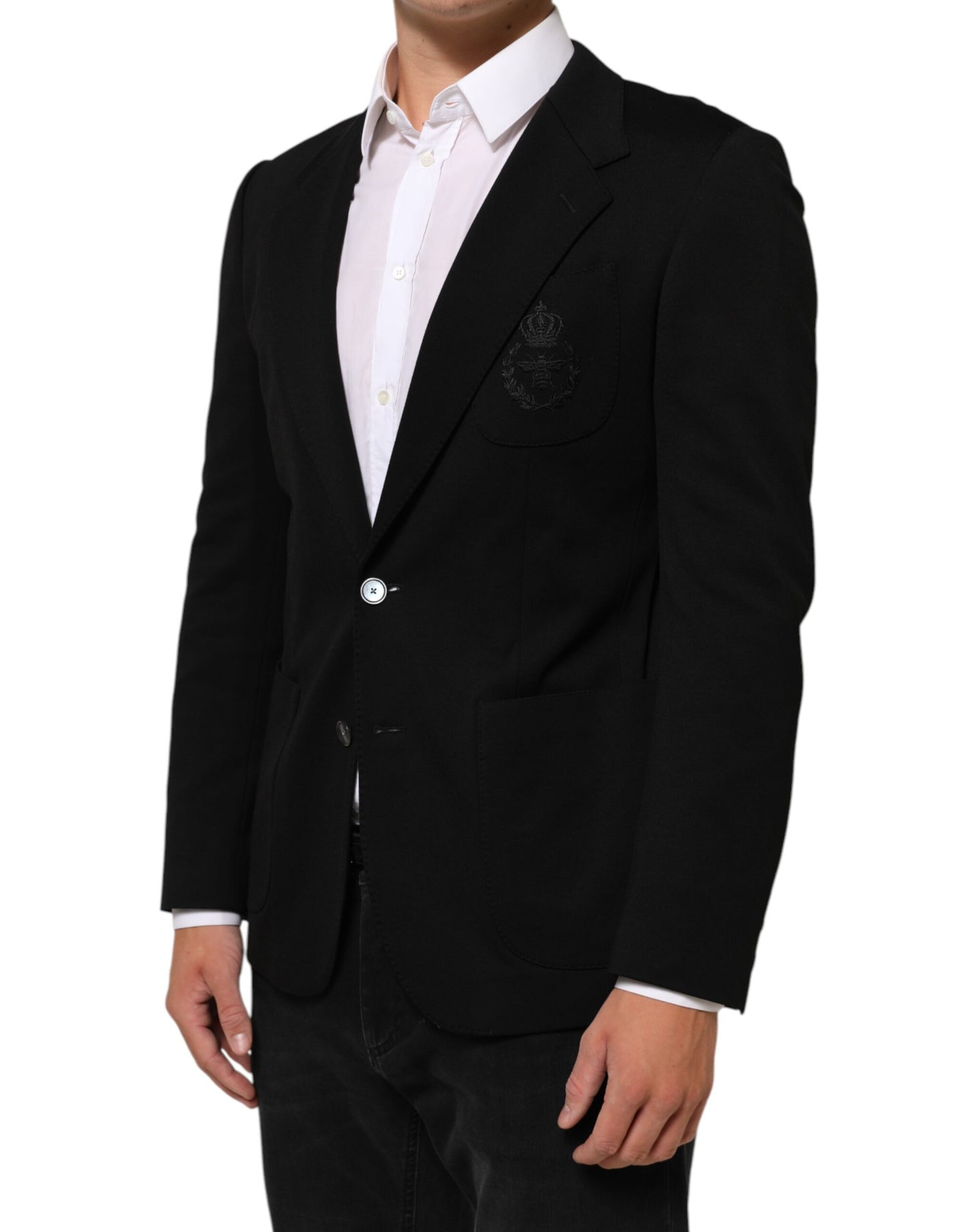 Dolce &amp; Gabbana – Schwarzer Blazer aus Viskose mit 2 Knöpfen