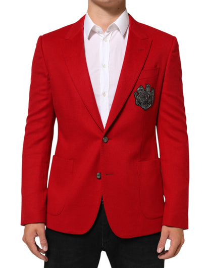 Dolce &amp; Gabbana – Roter Anzugsjacken-Blazer aus Kaschmir mit 2 Knöpfen