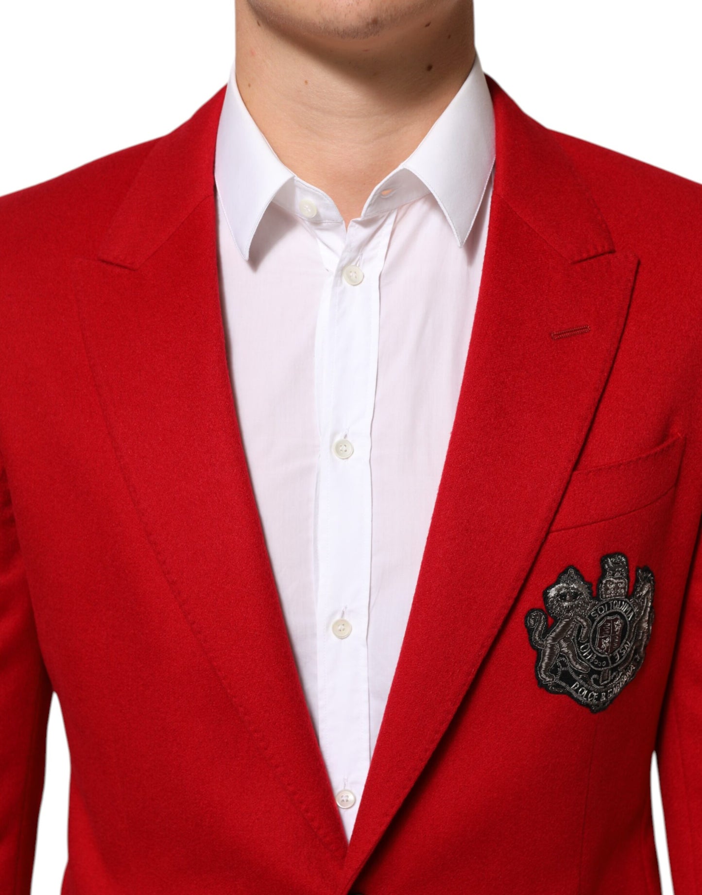 Dolce &amp; Gabbana – Roter Anzugsjacken-Blazer aus Kaschmir mit 2 Knöpfen