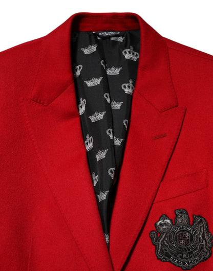Dolce &amp; Gabbana – Roter Anzugsjacken-Blazer aus Kaschmir mit 2 Knöpfen