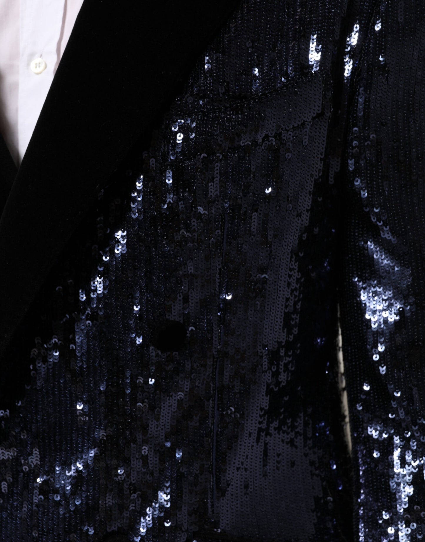 Dolce &amp; Gabbana Blauer Pailletten-Blazer SICILIA mit zweireihigem Saum