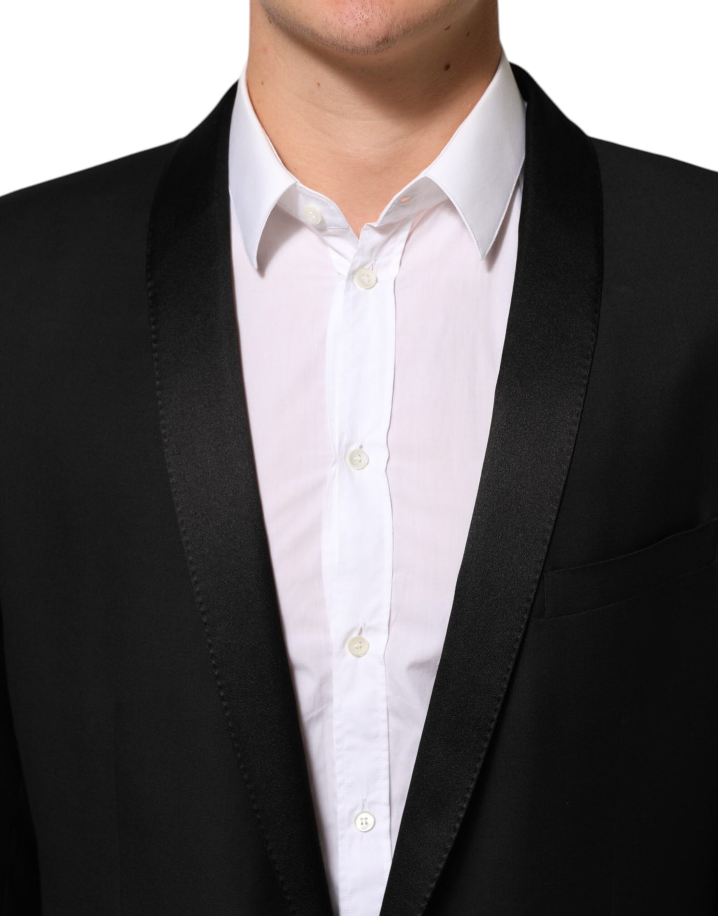 Dolce &amp; Gabbana Schwarzer Woll-Sakko mit 1 Knopf aus GOLD