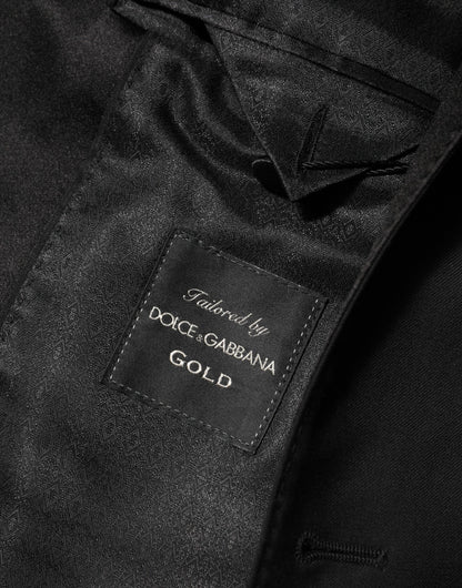 Dolce &amp; Gabbana Schwarzer Woll-Sakko mit 1 Knopf aus GOLD
