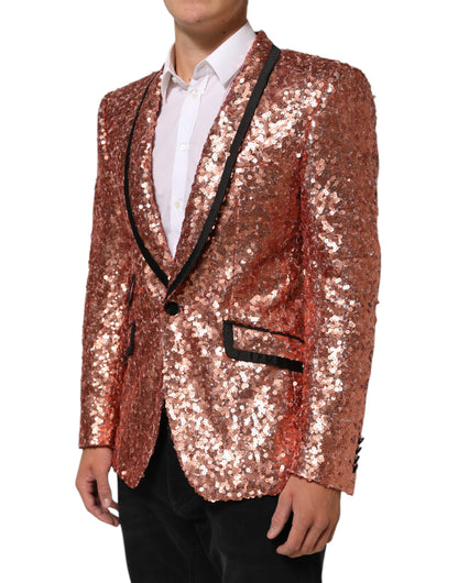 Dolce &amp; Gabbana Rosa Pailletten SICILIA 1 Knopf Herren Anzugblazer