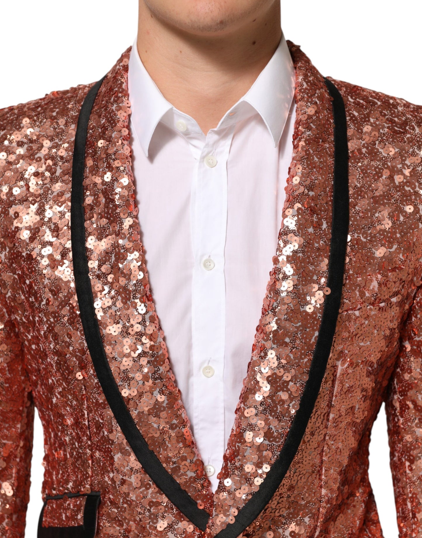 Dolce &amp; Gabbana Rosa Pailletten SICILIA 1 Knopf Herren Anzugblazer