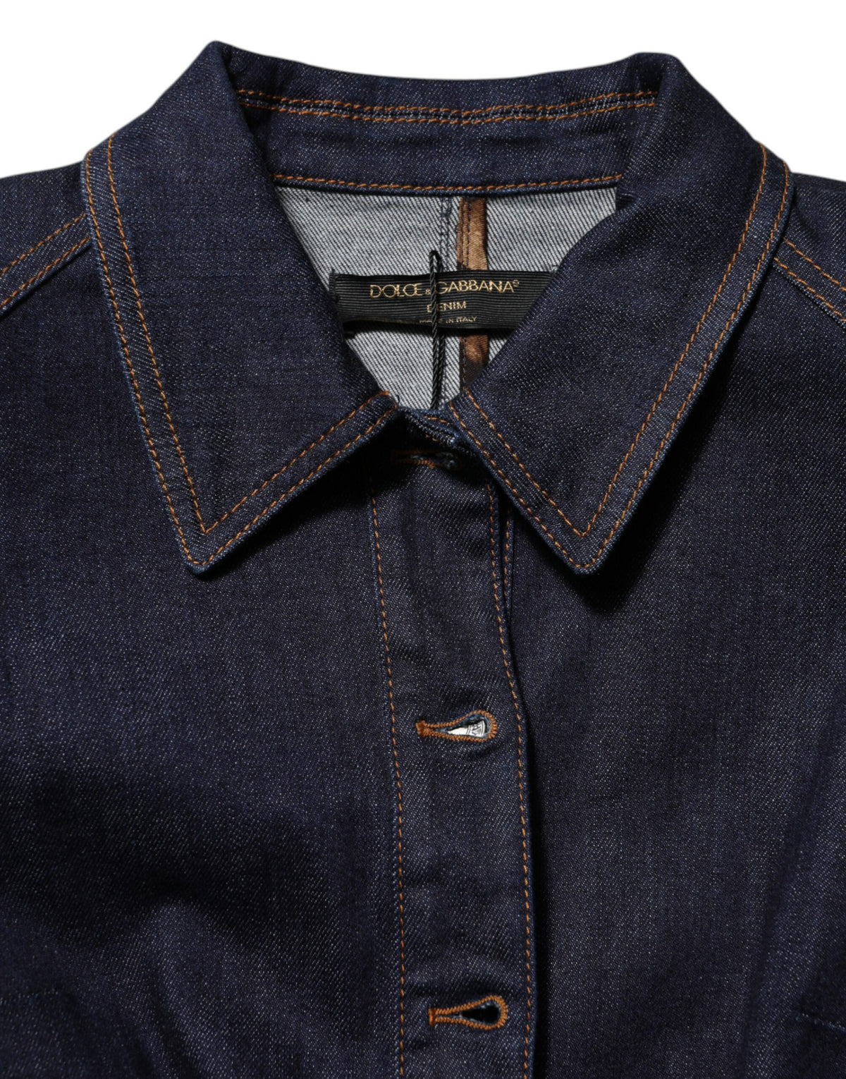 Dolce &amp; Gabbana – Dunkelblaue Jeansjacke mit Baumwollkragen