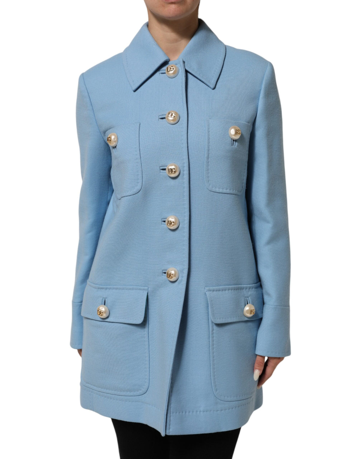 Dolce &amp; Gabbana – Blaue Trenchcoat-Jacke mit Knopfleiste
