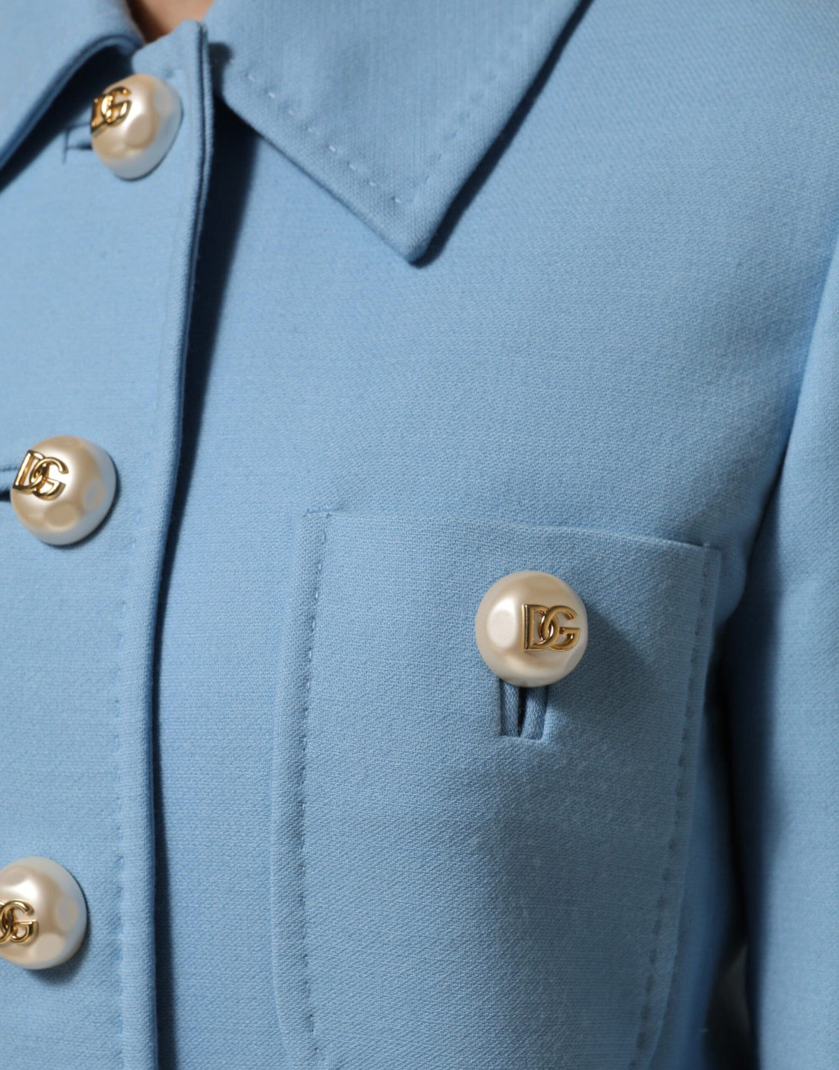Dolce &amp; Gabbana – Blaue Trenchcoat-Jacke mit Knopfleiste