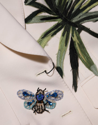 Dolce &amp; Gabbana – Beigefarbene, bestickte Einreiherjacke