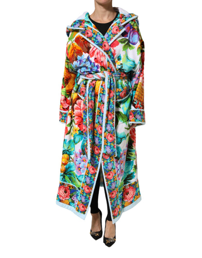 Dolce &amp; Gabbana – Bademanteljacke mit mehrfarbigem Blumendruck und Gürtel