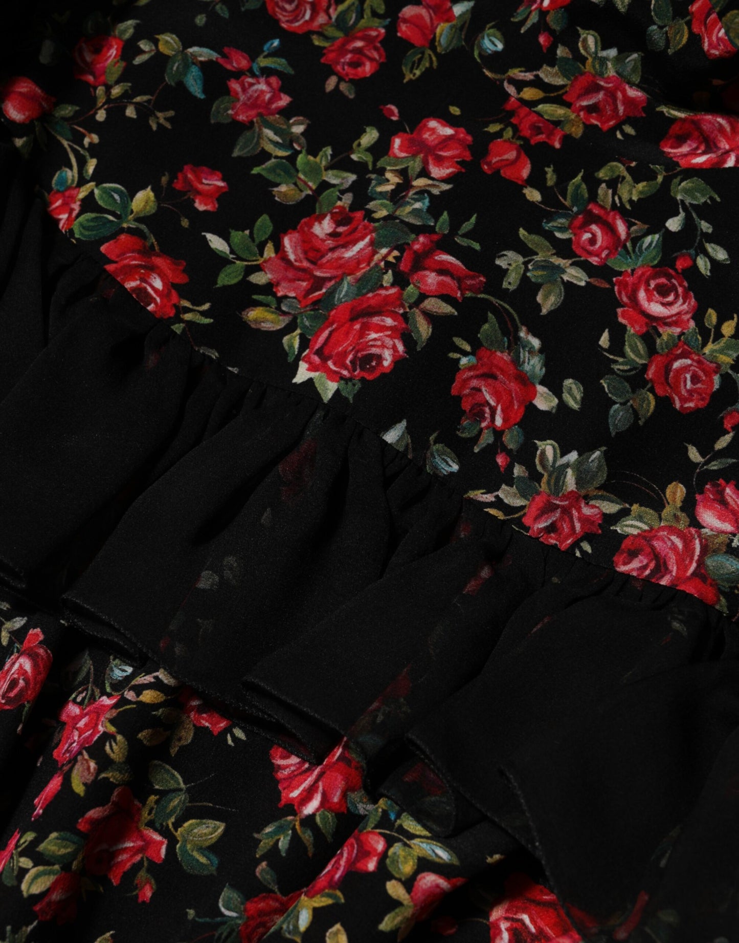 Dolce &amp; Gabbana – Schwarzes, langärmliges Blusentop mit Blumenmuster