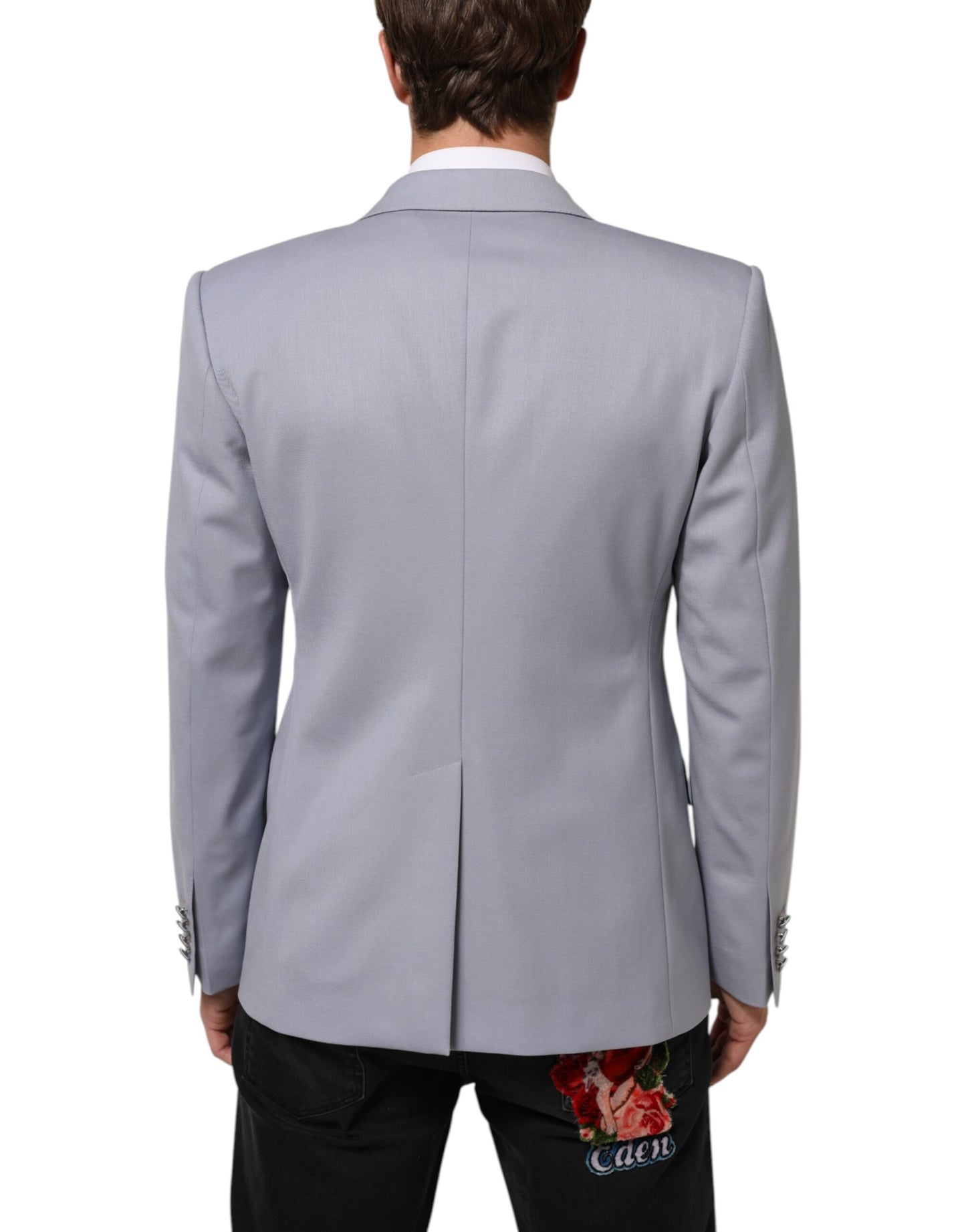 Dolce &amp; Gabbana Grauer Woll-SICILIA-Anzugblazer mit 2 Knöpfen für Herren