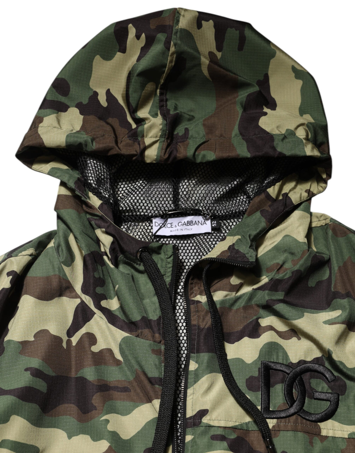 Dolce &amp; Gabbana – Grüne Camouflage-Sweatshirtjacke mit Kapuze