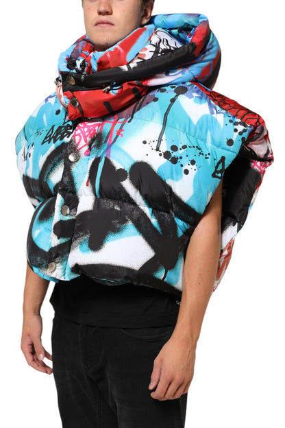 Dolce &amp; Gabbana – Sportweste mit Kapuze und Graffiti-Print