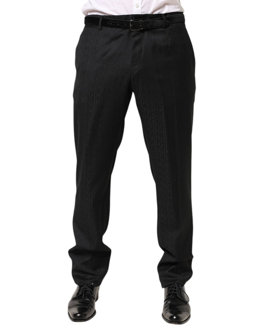 Dolce &amp; Gabbana Schwarze Wollhose mit mittlerer Taille für Herren