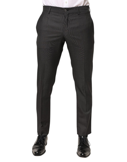 Dolce &amp; Gabbana – Schwarze Anzughose aus Polyester mit mittlerer Taille