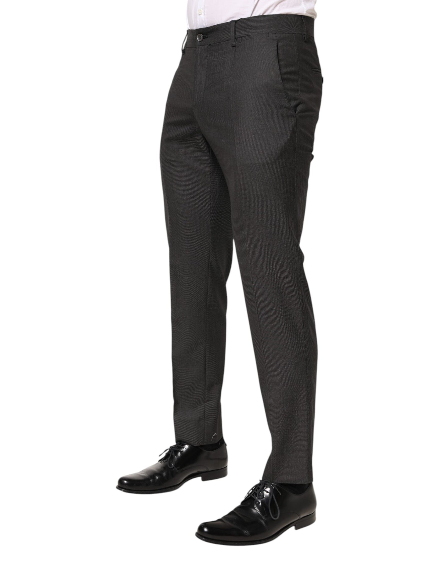 Dolce &amp; Gabbana – Schwarze Anzughose aus Polyester mit mittlerer Taille
