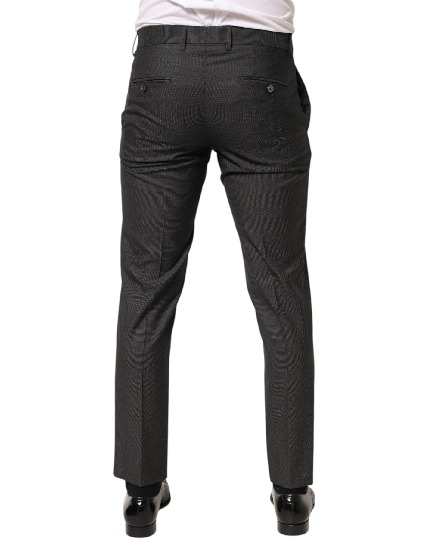 Dolce &amp; Gabbana – Schwarze Anzughose aus Polyester mit mittlerer Taille