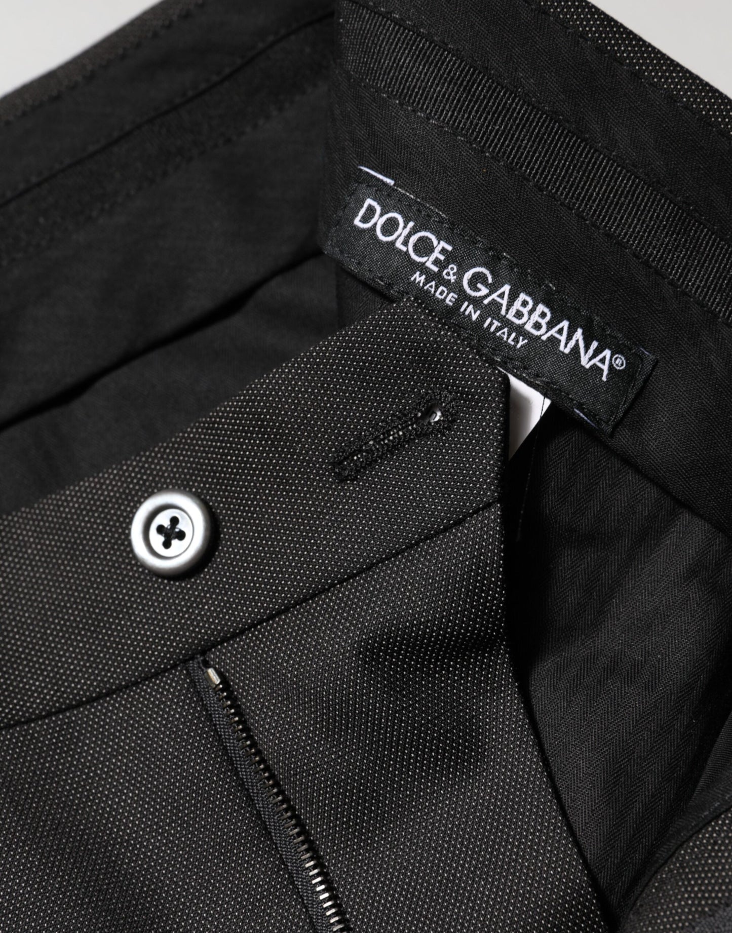 Dolce &amp; Gabbana – Schwarze Anzughose aus Polyester mit mittlerer Taille
