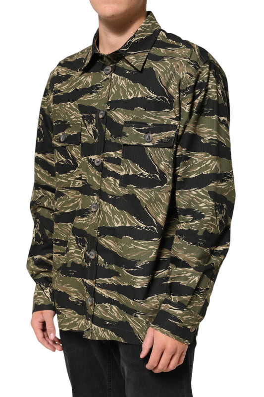 Dolce & Gabbana Multicolor Camouflage Cotton Casual Shirt