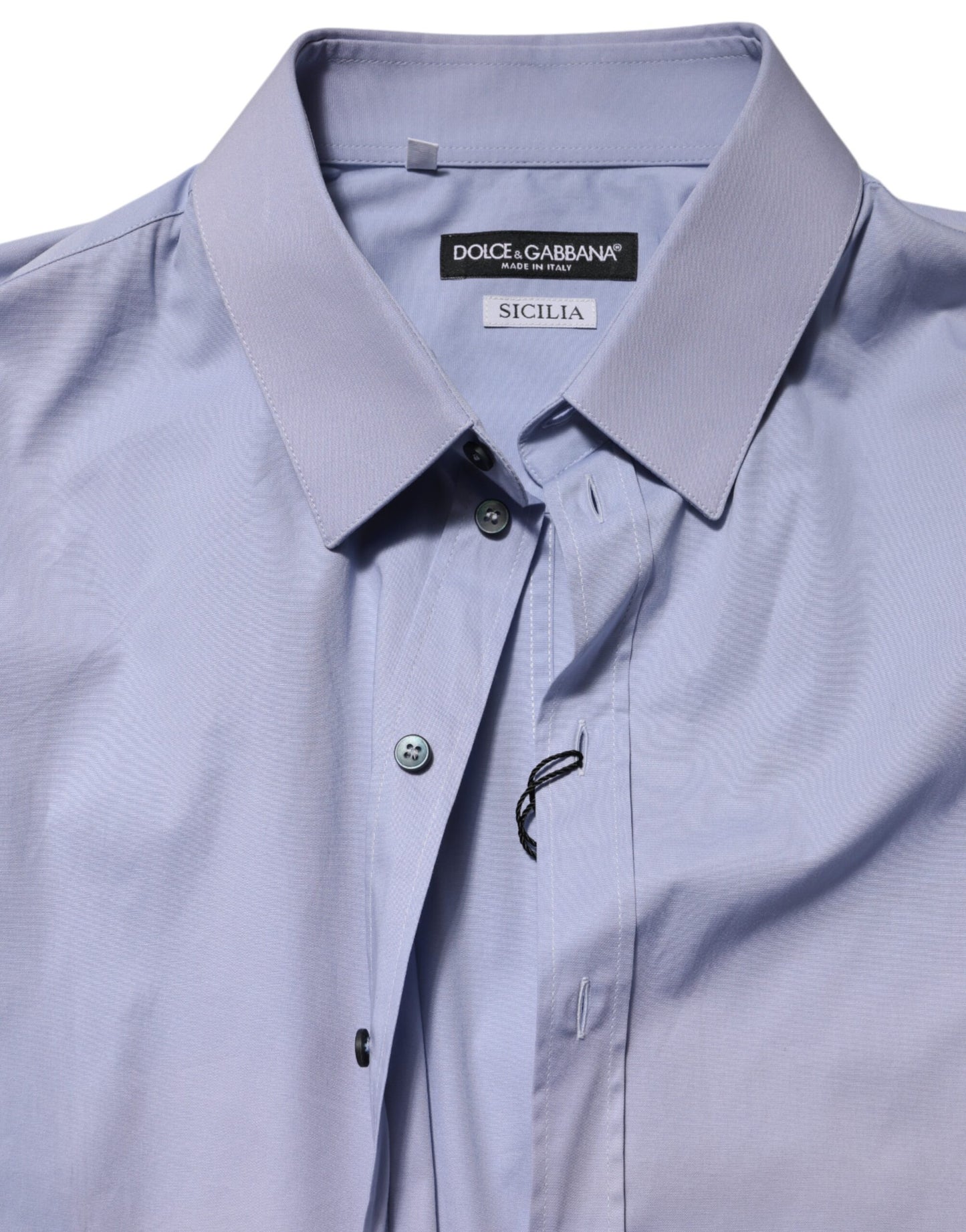 Dolce &amp; Gabbana Blaues SICILIA Herrenhemd aus Baumwolle