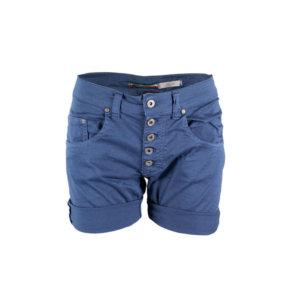 Bitte blaue Baumwollshorts.