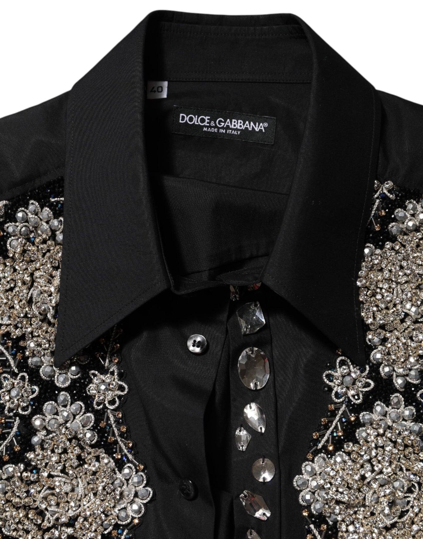 Dolce &amp; Gabbana – Schwarzes, besticktes Herrenhemd