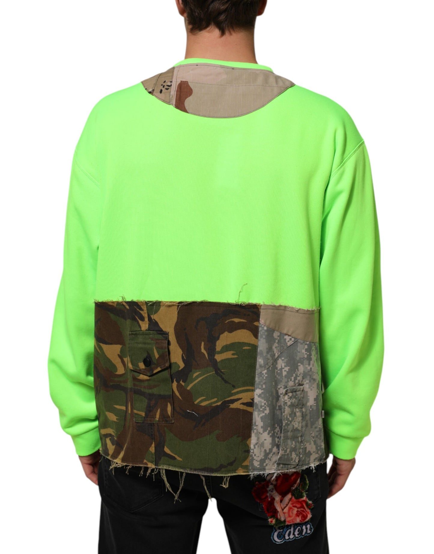Dolce &amp; Gabbana Grün Patchwork Herren Sweatshirt Pullover