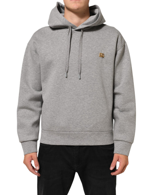 Dolce &amp; Gabbana Graues Logo-Sweatshirt aus Baumwolle mit Kapuze