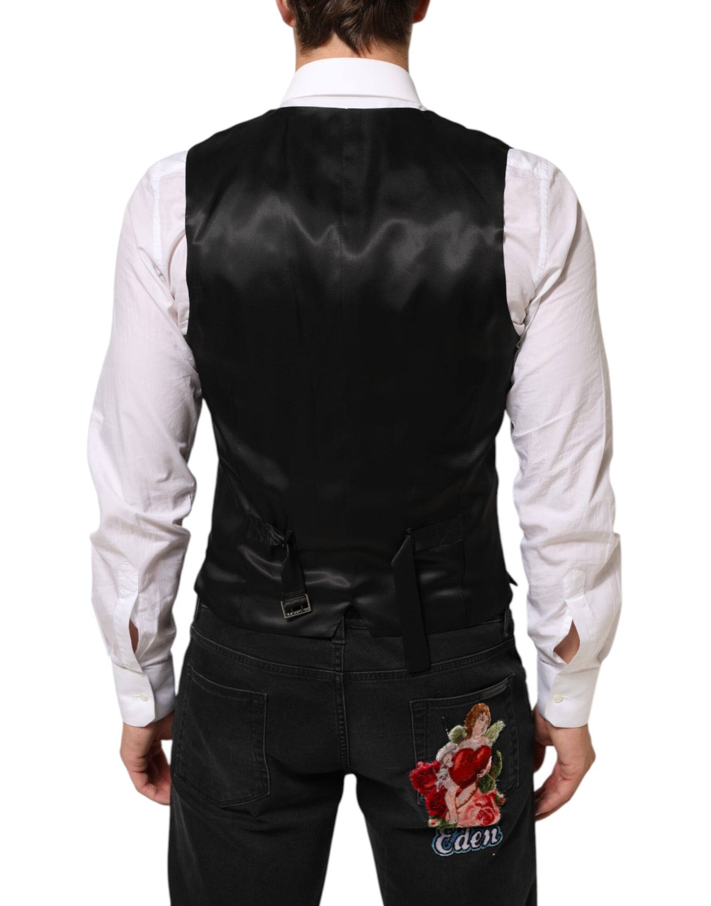 Dolce &amp; Gabbana Schwarze Wollweste für formelle Anlässe