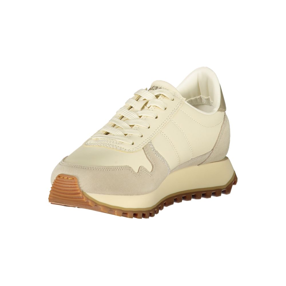 Blauer Beige Leder Damen Sneaker