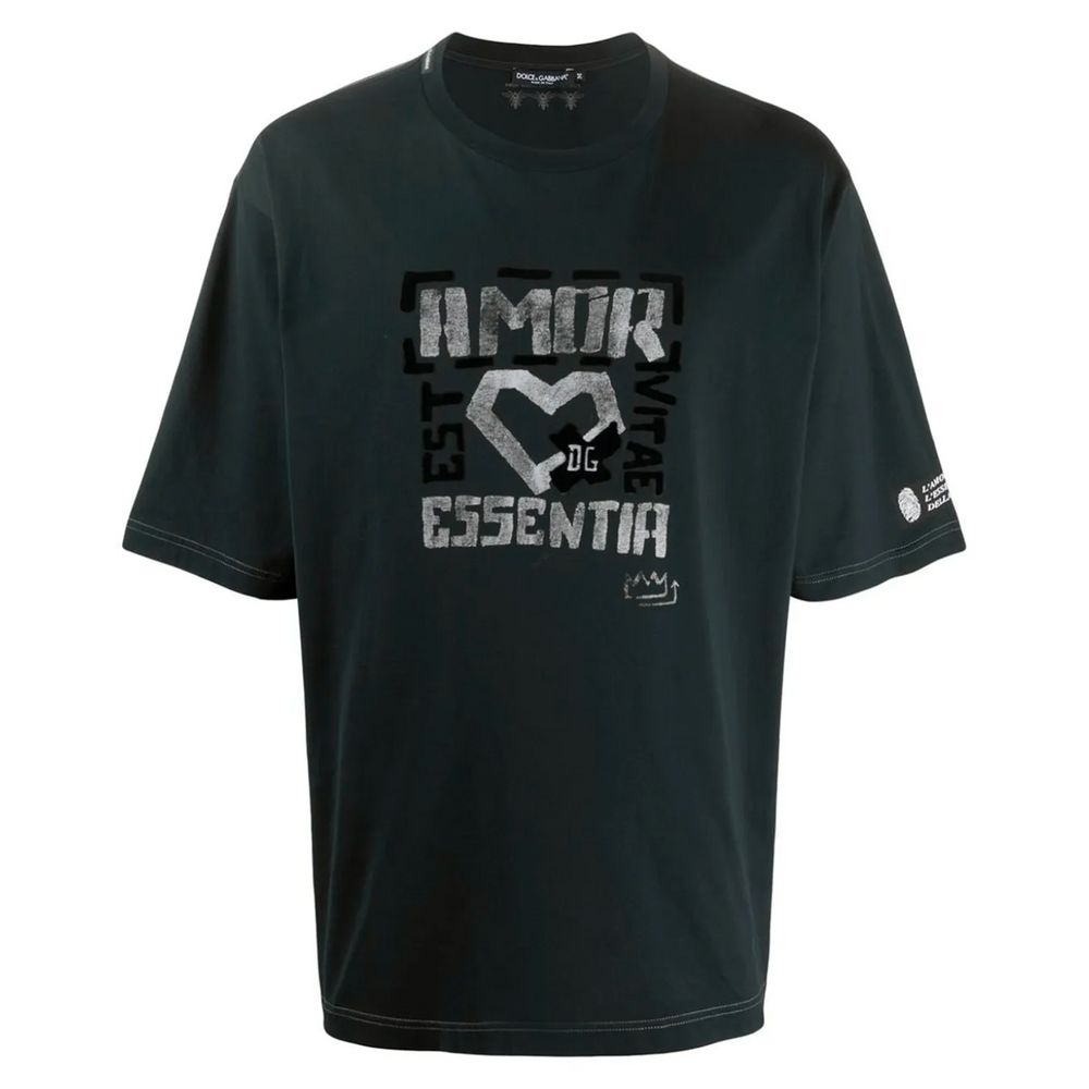 Dolce &amp; Gabbana Schwarzes Baumwoll-T-Shirt