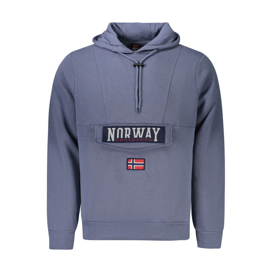 Norwegen 1963 Blauer Baumwoll-Kapuzenpullover für Herren
