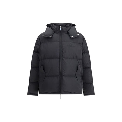 Off-White – Daunenjacke mit diagonalem Pfeil und Kapuze