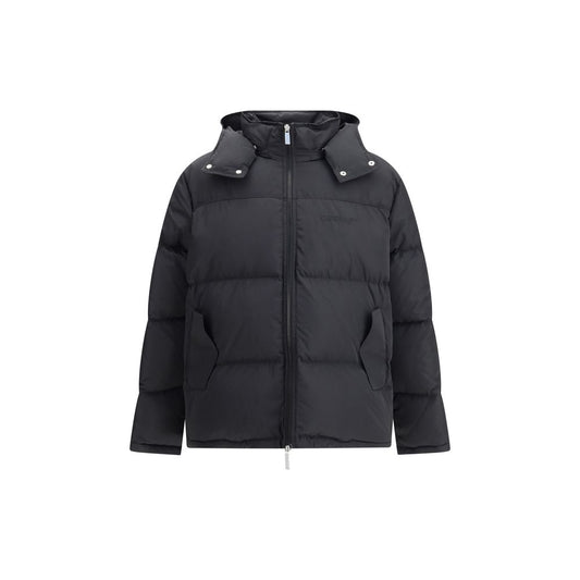 Off-White – Daunenjacke mit diagonalem Pfeil und Kapuze