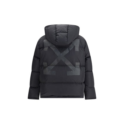 Off-White – Daunenjacke mit diagonalem Pfeil und Kapuze