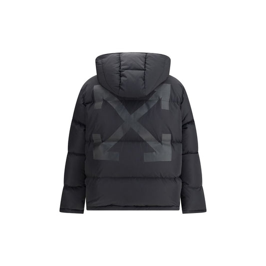 Off-White – Daunenjacke mit diagonalem Pfeil und Kapuze