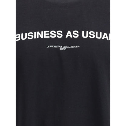 Off-White T-Shirt mit „Business Quote“-Print