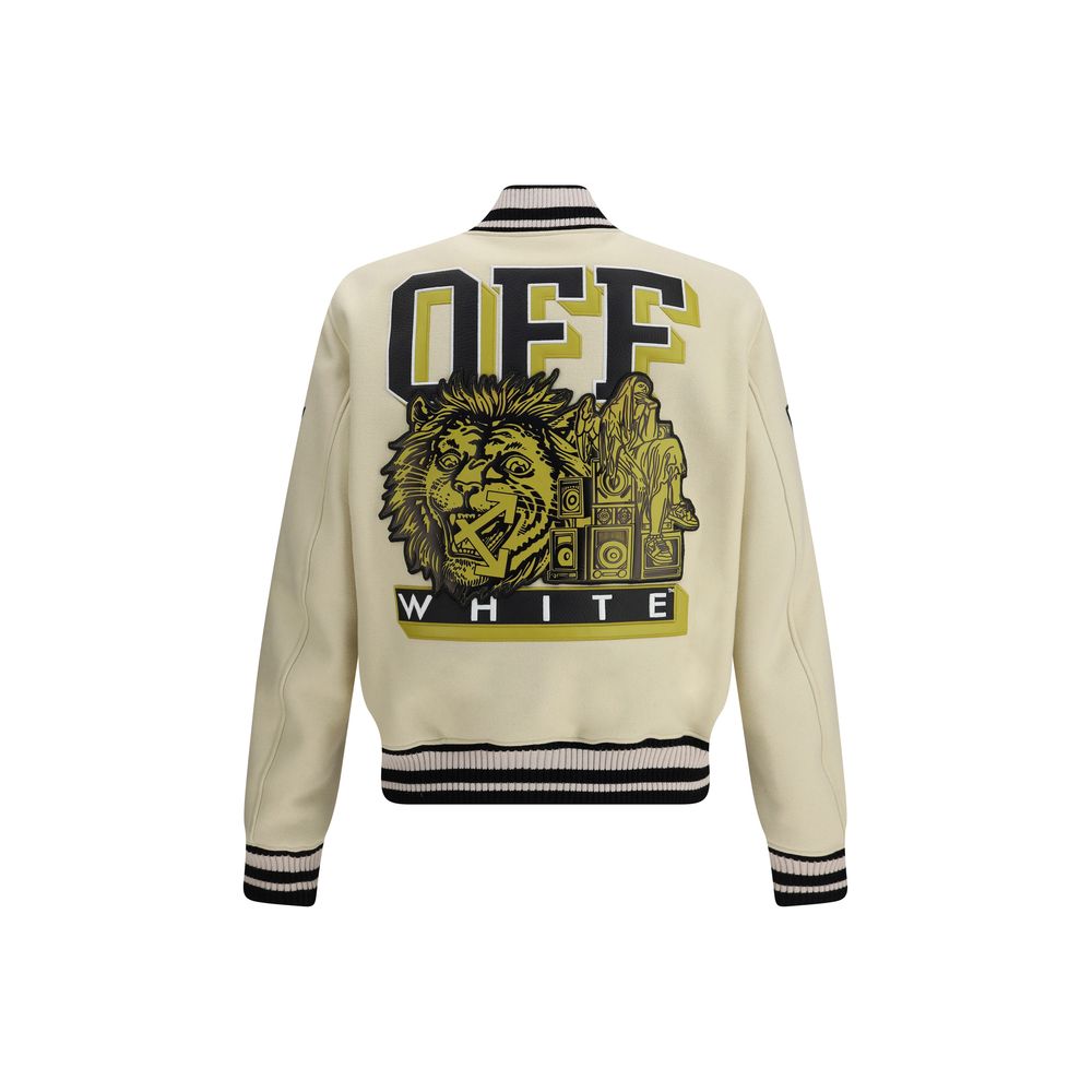 Off-White Collegejacke aus Wolle mit Löwenmotiv