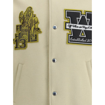 Off-White Collegejacke aus Wolle mit Löwenmotiv