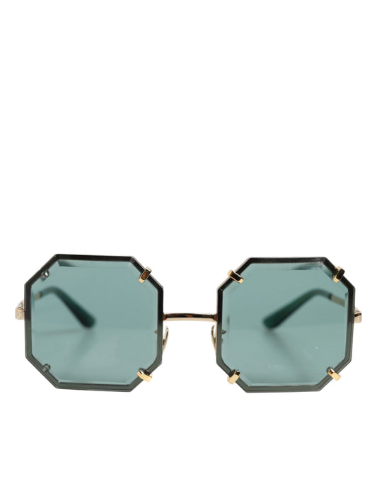 Dolce &amp; Gabbana DG2216 – Sonnenbrille mit quadratischem Rahmen in Gold und grünen Gläsern
