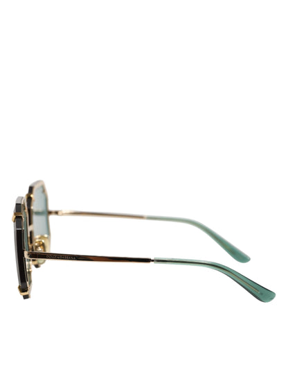 Dolce &amp; Gabbana DG2216 – Sonnenbrille mit quadratischem Rahmen in Gold und grünen Gläsern
