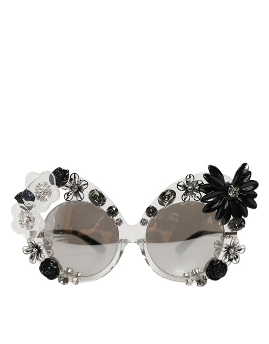 Dolce &amp; Gabbana Transparente Sonnenbrille DG4292 mit runden Kristallblumen