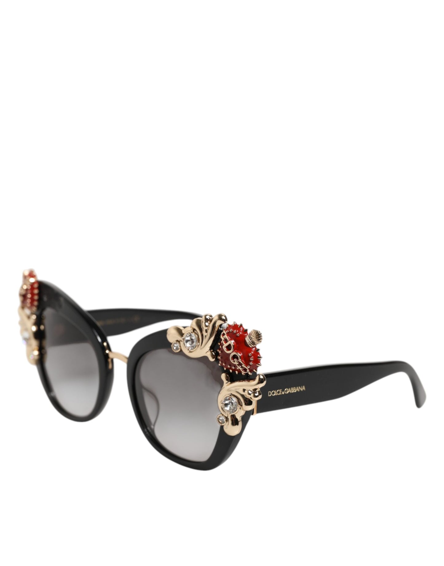 Dolce &amp; Gabbana DG4319F Rote Sonnenbrille mit Herz-Jesu-Kristall-Schmetterling