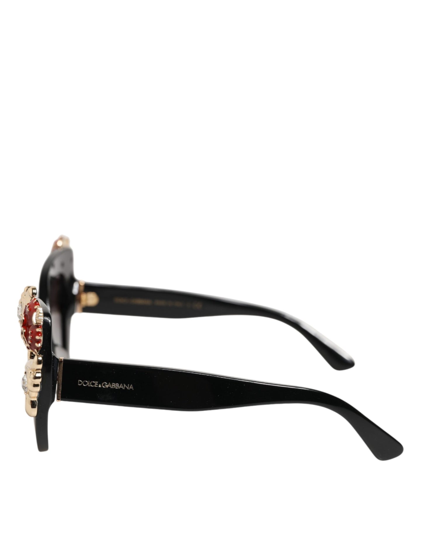 Dolce &amp; Gabbana DG4319F Rote Sonnenbrille mit Herz-Jesu-Kristall-Schmetterling