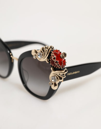 Dolce &amp; Gabbana DG4319F Rote Sonnenbrille mit Herz-Jesu-Kristall-Schmetterling